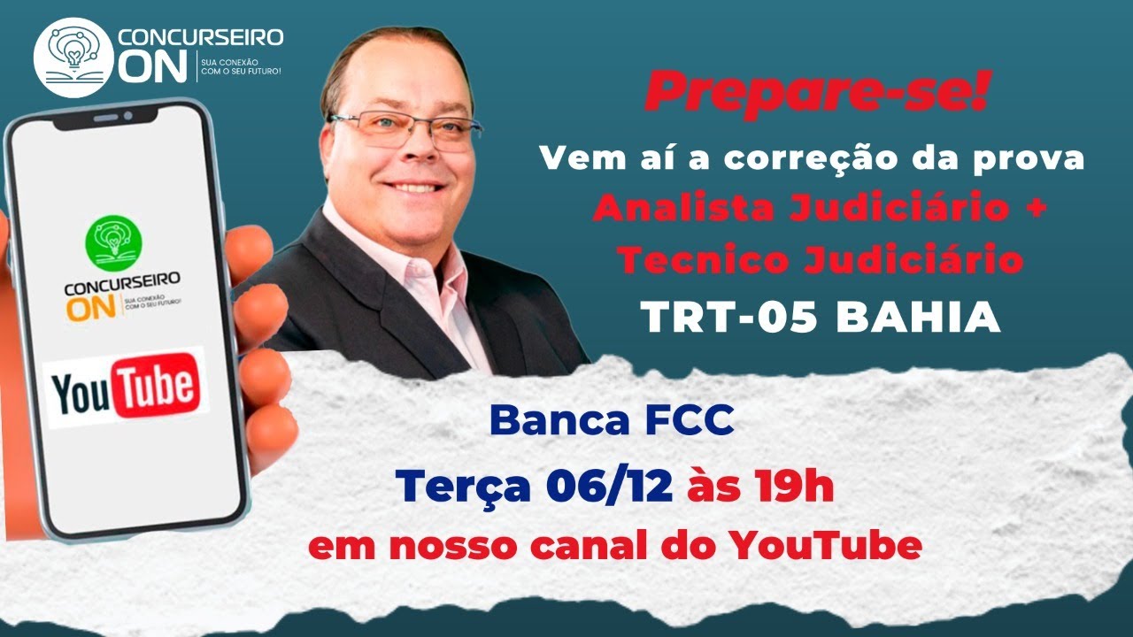 TRT-5 Bahia - Correção da prova de Técnico Judiciário e Analista Judiciário. Questões da FCC.
