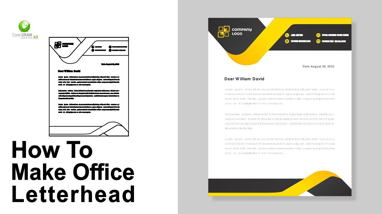 How to make Office LETTERHEAD | coreldraw tutorial logo design | shell_design