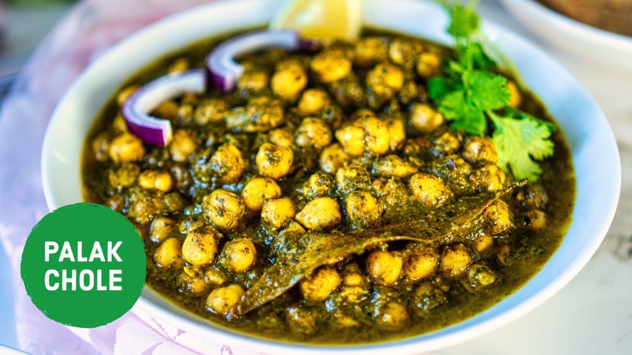 Easy Palak Chole Recipe - Chana Palak Masala - Spinach & Chickpea Curry - Chana Palak Saag