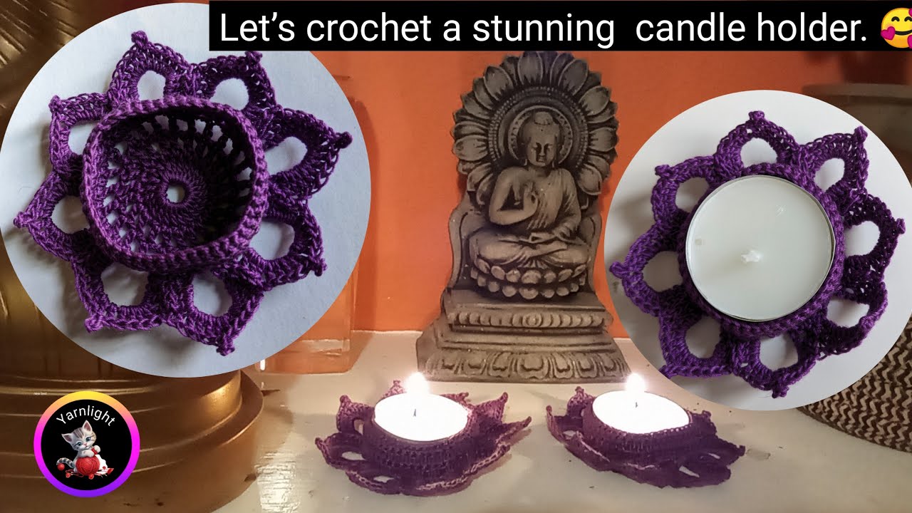 how to crochet, Tea light candle holder.