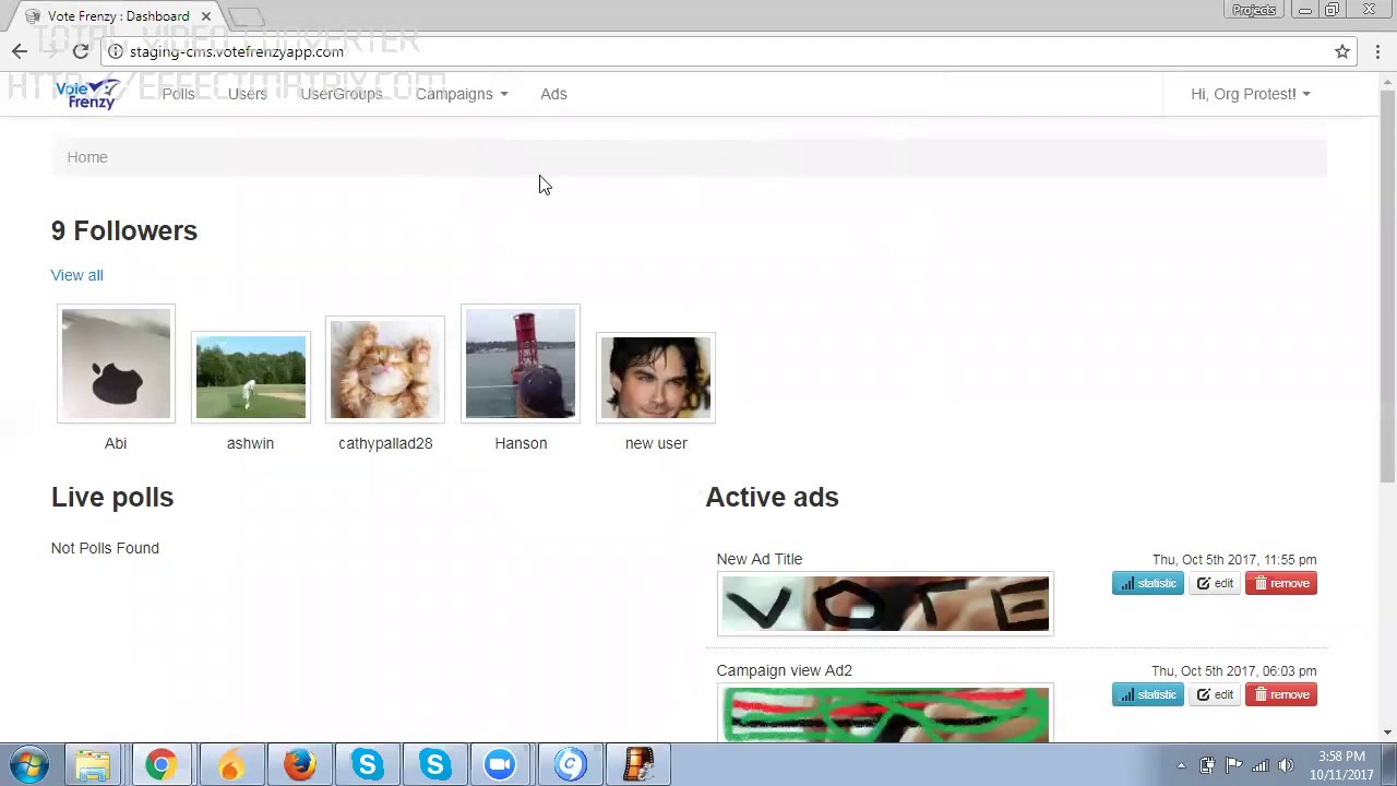 Working of campaign flow in Vote Frenzy Mobile App - Step 1