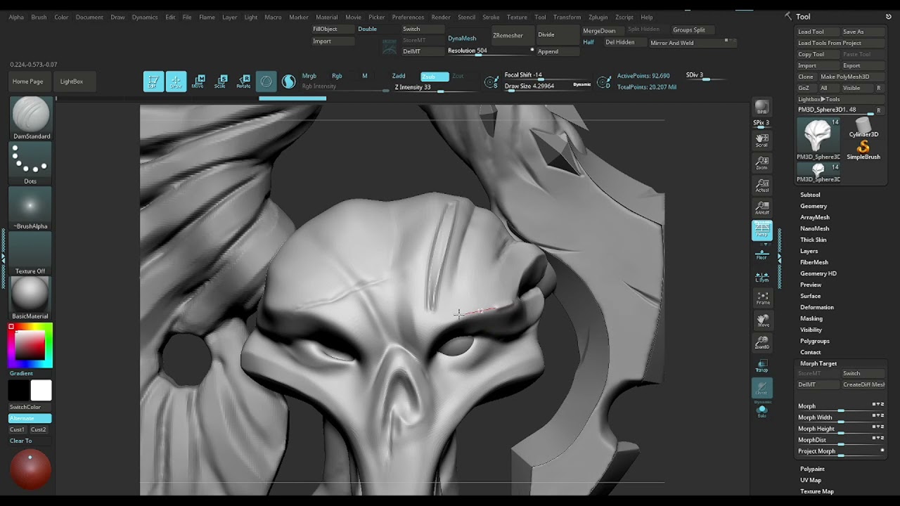 how to use morph target in zbrush