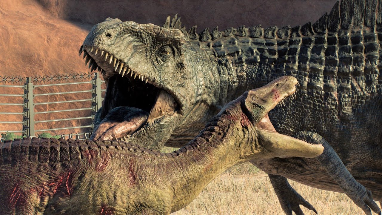 DOMINION GIGA VS BARYONYX TRIO (Chaos, Grim, Limbo) - Jurassic World Evolution 2