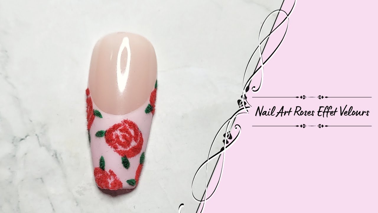 Tuto nail art roses effet velours