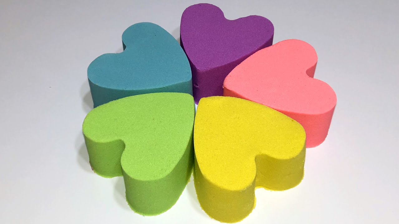 very satisfying video how to make kinetic sand flower with hearts cutting ASMR COLOR MIX