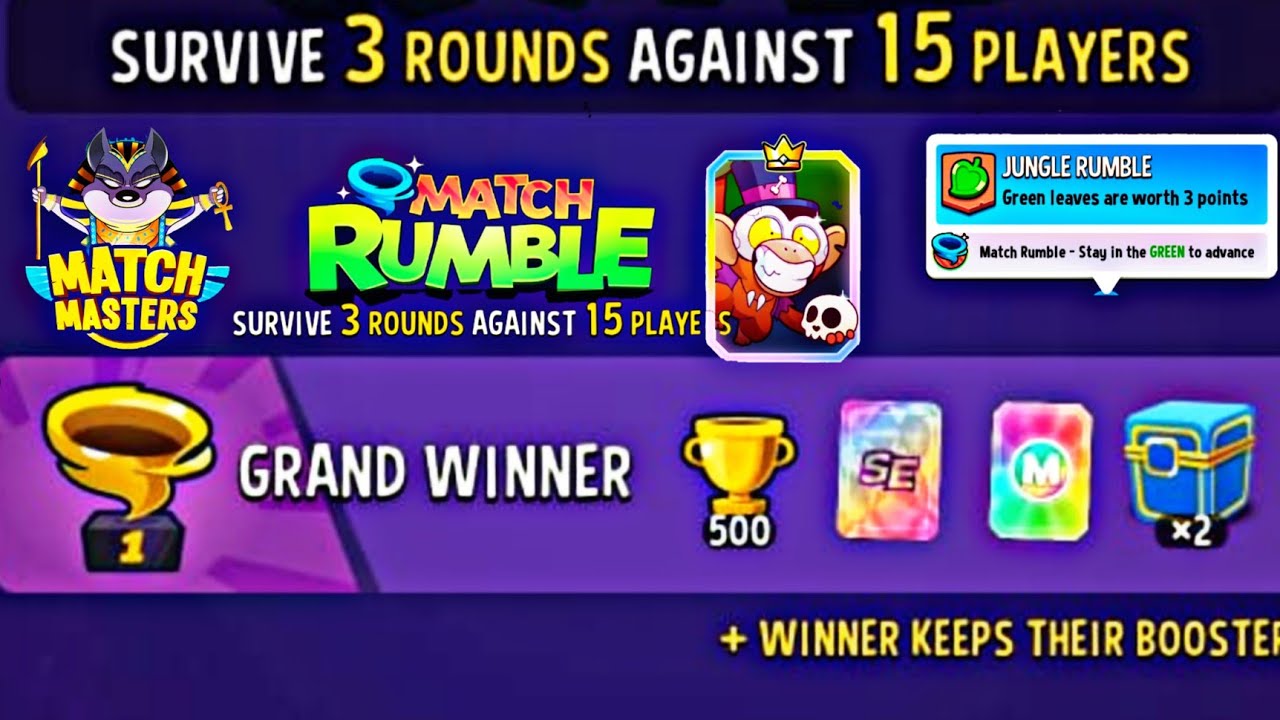 Match rumble jungle rumble grand winner with monkey joo joo gameplay.