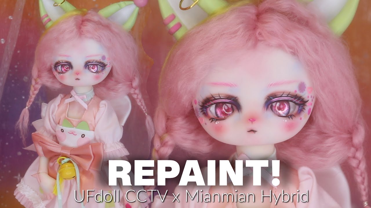 REPAINT ! Ufdoll Autna CCTV x Mianmian Hybrid BJD OOAK Custom Doll Tutorial