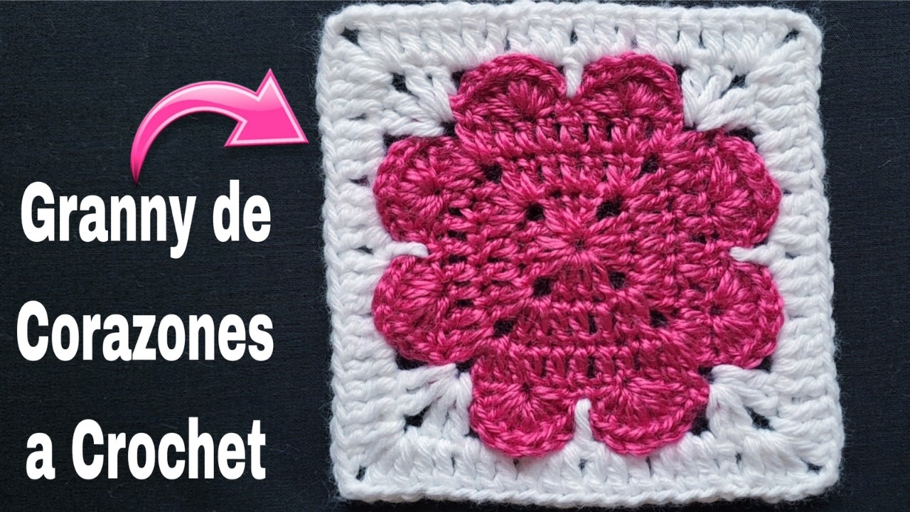 Teje cuadrado con corazones a crochet paso a paso/Tutorial para Iniciantes lindo Granny o cuadrado