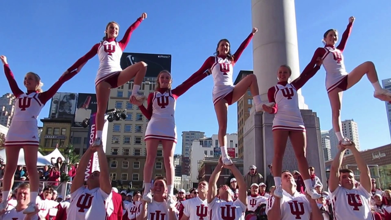 Indiana Cheerleaders & Band Foster Farms Bowl Pep Rally Union Square San Francisco California 2016