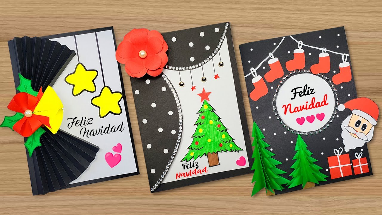 🎅🏼3 Hermosas tarjeta para navidad 🎅🏼Tarjeta hecha a mano Christmas Card 🌟