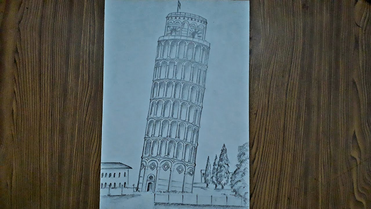 How to draw the learning Tower of Pisa step by step