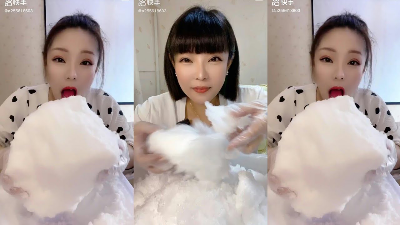 ASMR WHITE SHAVED ICE BY IQ #ice #iceeating #asmr #asmreating #kwai #crunchyasmr #whiteice #asmrice