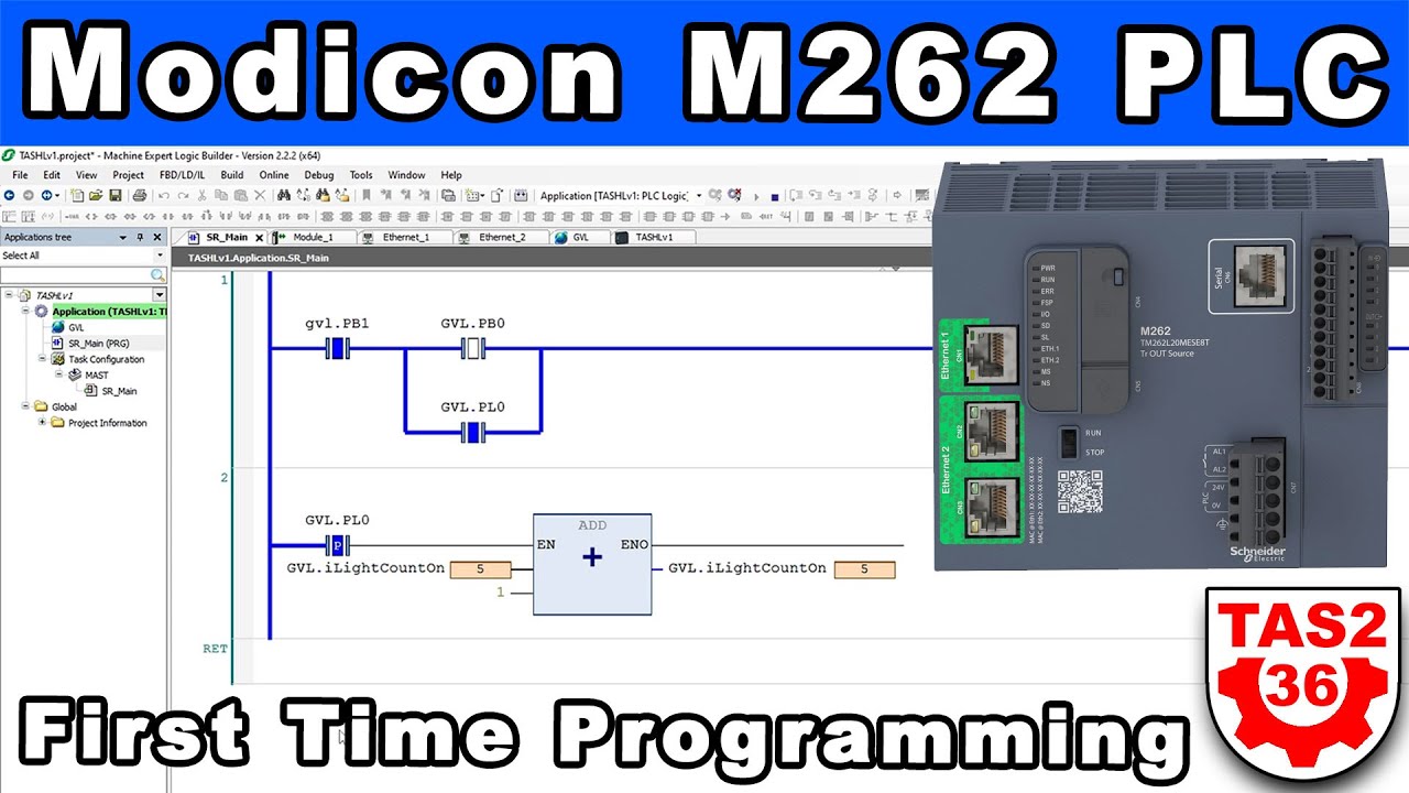 First Time Programming a Modicon M262 PLC using Machine Expert