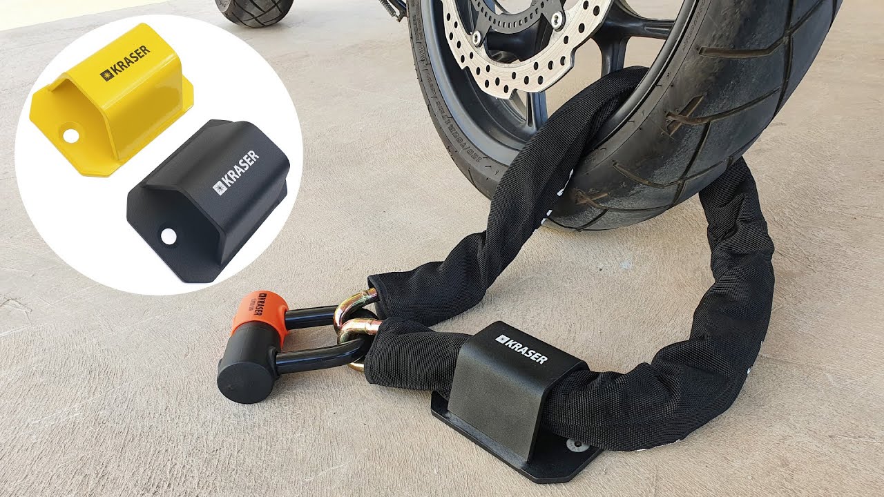 KRASER KR51B Anclaje Moto Bici Antirrobo Garaje Parking, Fijación de Suelo o Pared