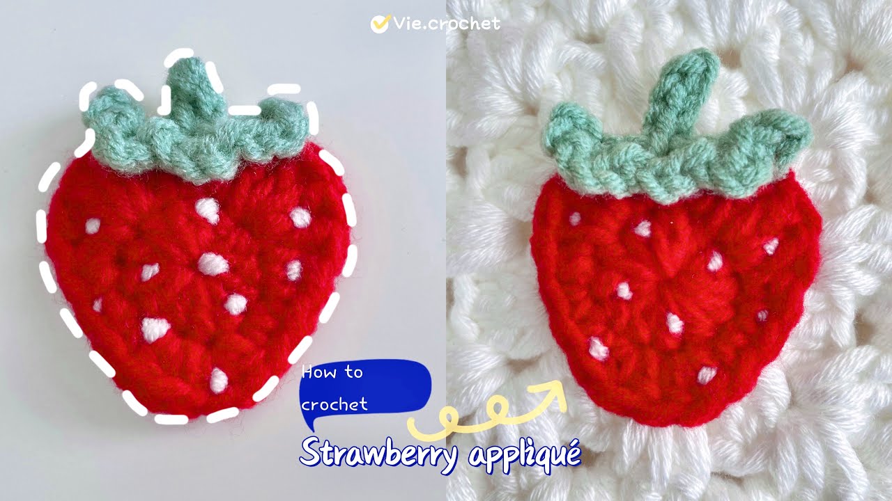 🍓How To Crochet Strawberry Appliqué🍓