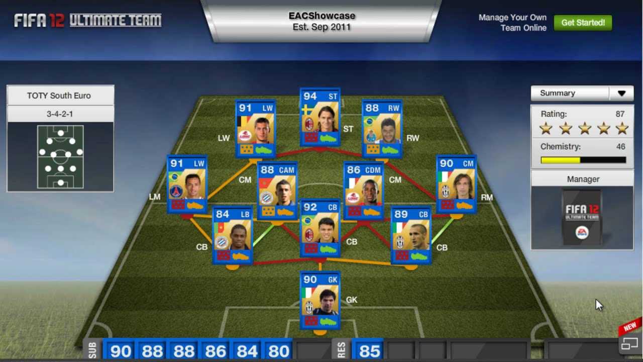 Fifa 12 Ultimate Team | Southern Toty & New Totw FT. Silva, Hazard , Ibra , Belhanda