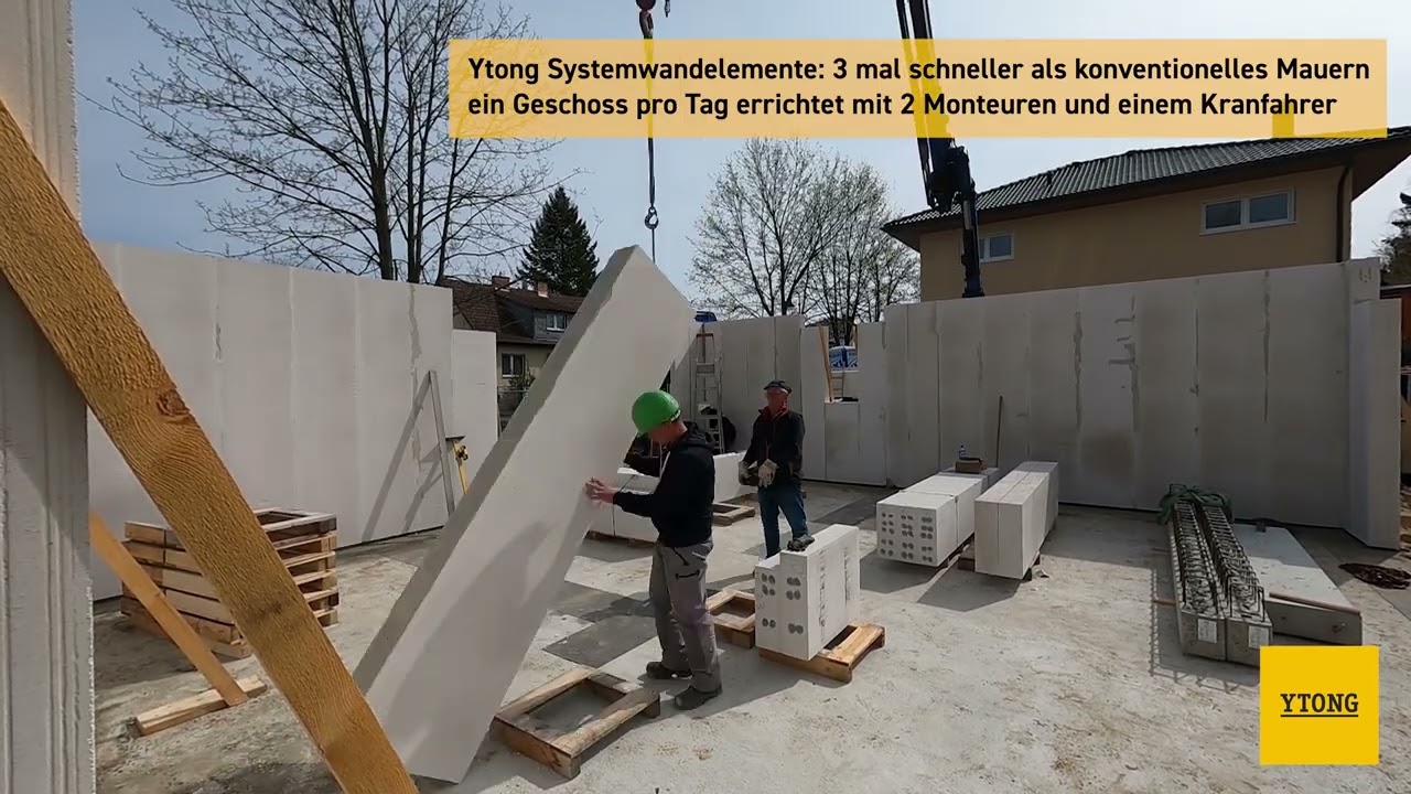 Ytong | Systemwandelemente - 3x schneller als konventionelles Mauern (Zeitraffer)