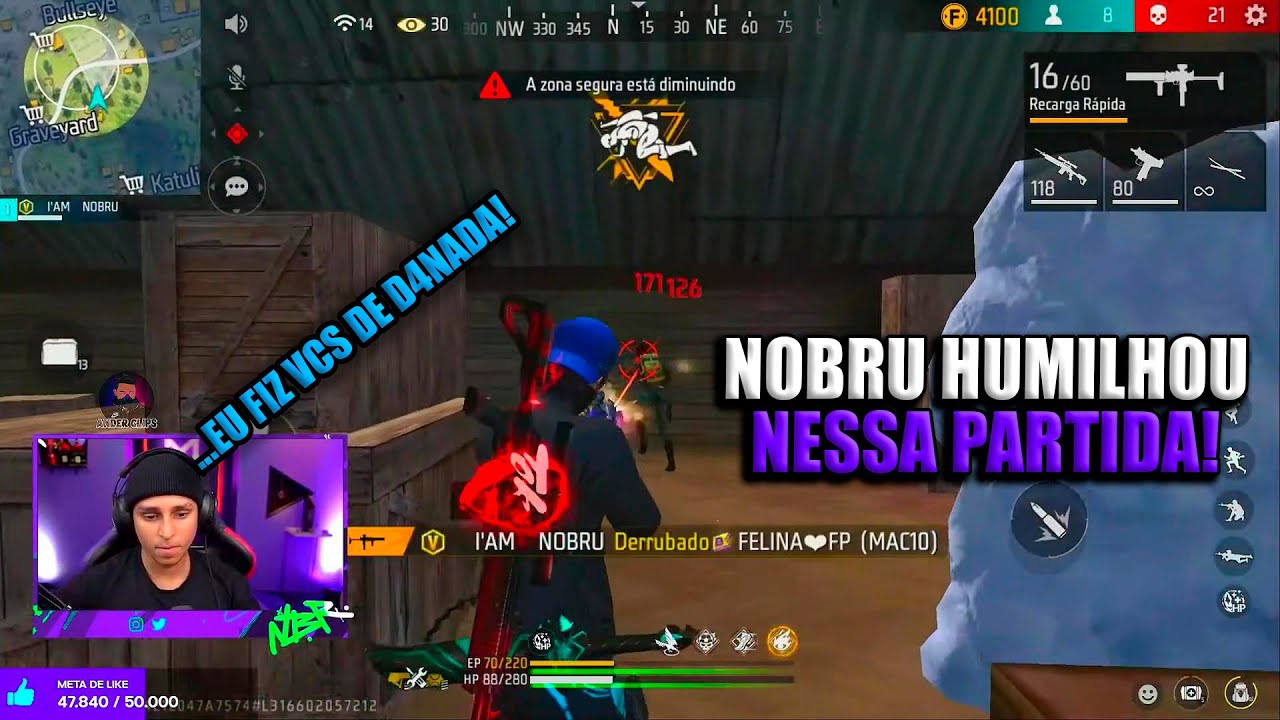 NOBRU HUMILHOU OS INIMIGOS JOGANDO SOLO VS SQUAD!