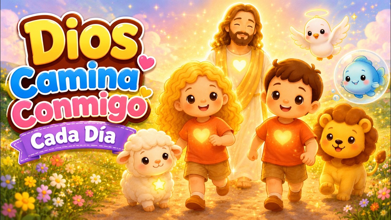 Dios camina Conmigo cada Día 🌟 | Canción cristiana para Niños Pequeños | Pequeños de Luz