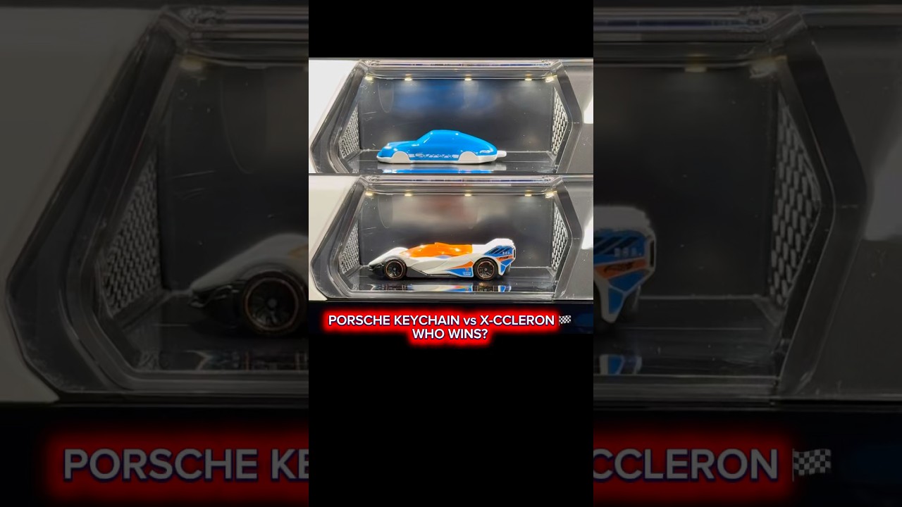 Porsche keychain vs X-ccleron 🏁 Tiny vs track monster #hotwheels #shorts