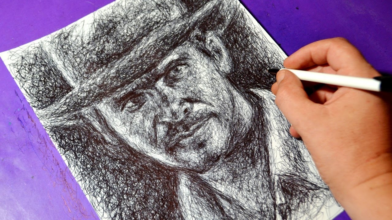 Scribbling Indiana Jones / Harrision Ford / Ballpoint Pen Portrait / Speed Drawing