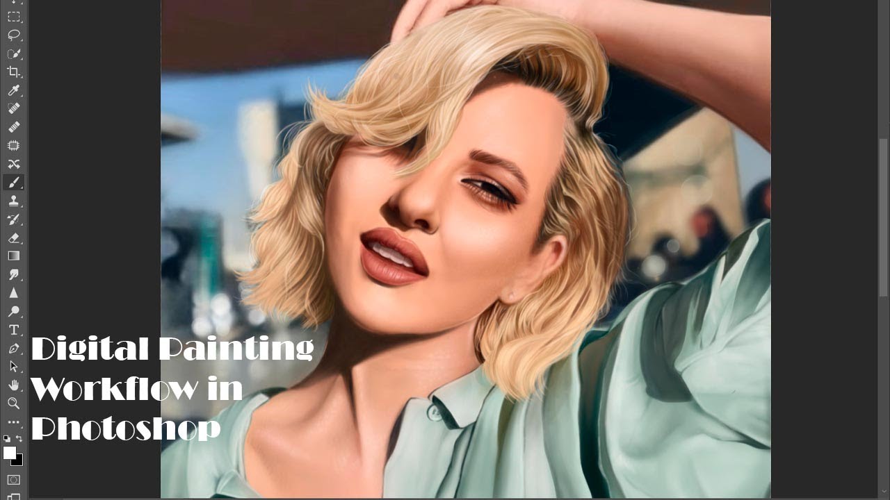 Digital Painting Process of SKIN, EYES & LIPS | Realistic Portrait in photoshop | Lidia Buble