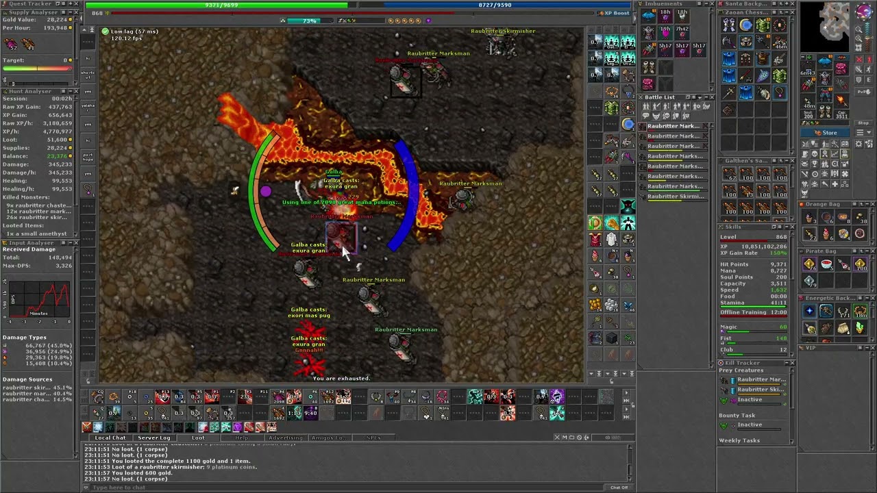 TIBIA TEST SERVER 850 MONK RAUBRITTER TEST, 8KK RAW NO PROFIT
