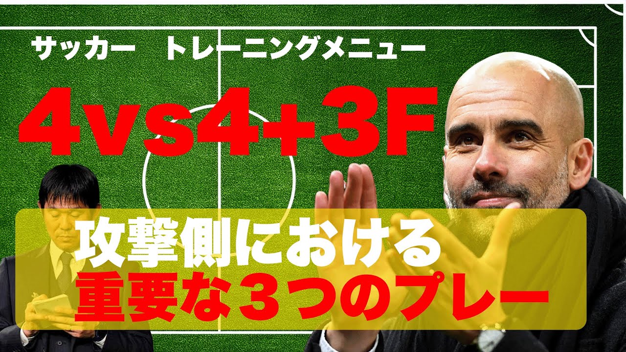 サッカートレーニング　4vs4+3F　攻撃側の重要なコト