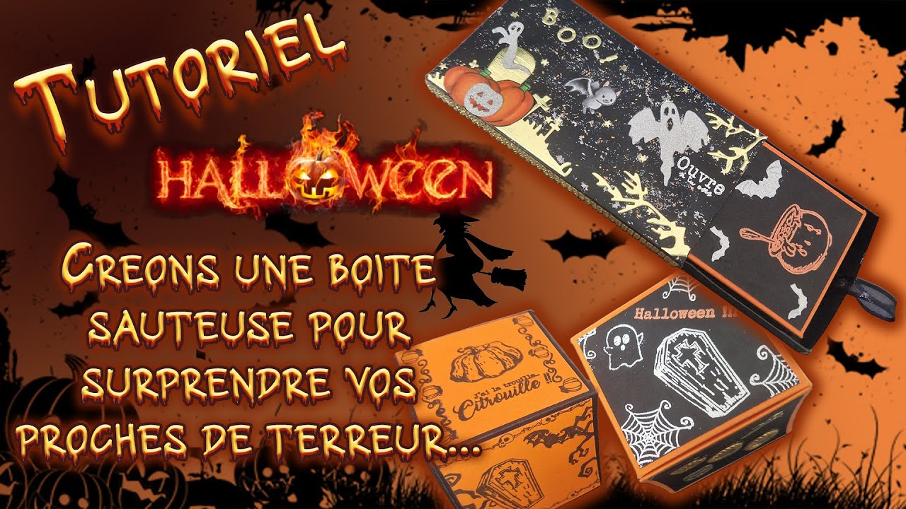 TUTO SCRAP : Boîte sauteuse facile #tutorial #creative #scrapbooking #halloween #diy #action