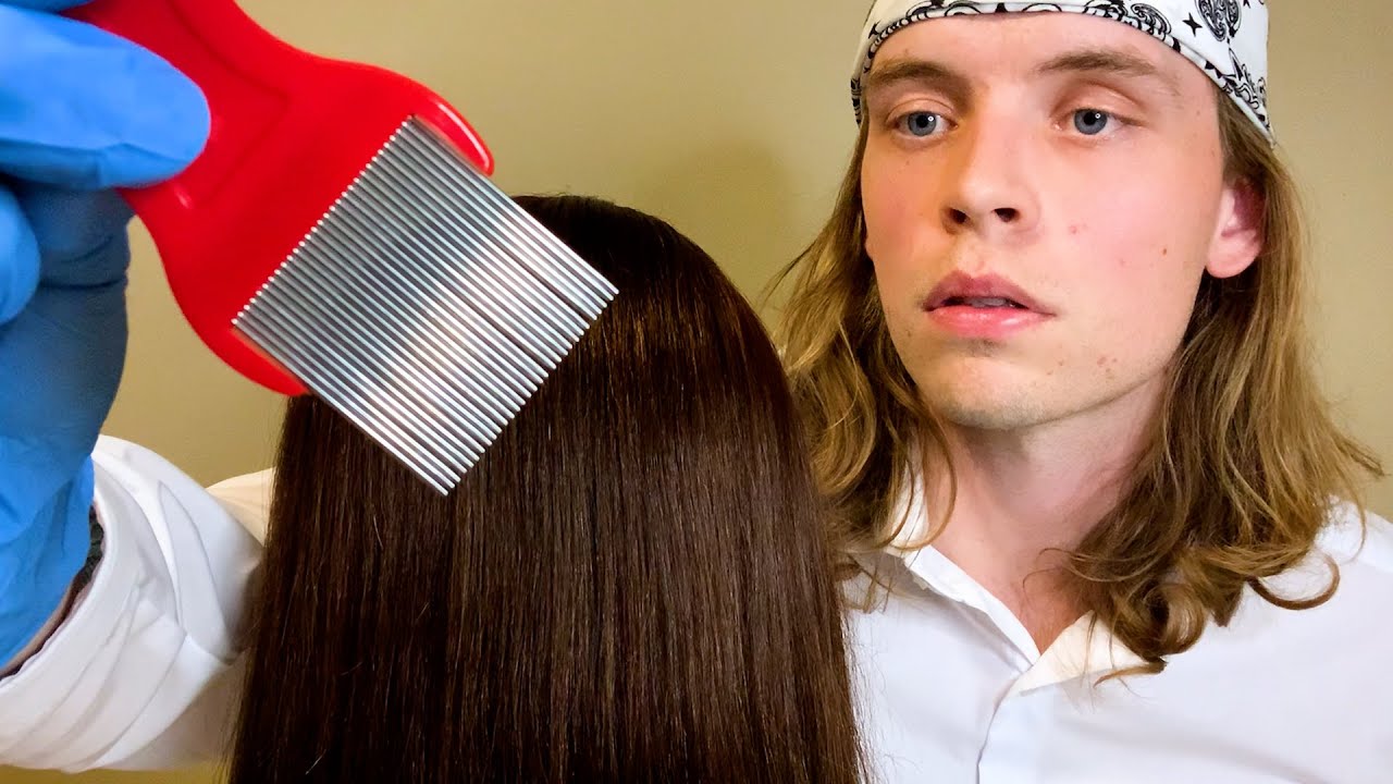 ASMR Doctor Lice Check Removal & Scalp Inspection ⚪ (ear to ear, whispering, exam, roleplay)