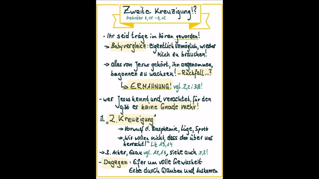 Bibelkreis am 28. Januar 2026 | Hebräer 5,11-6,12 | Zweite Kreuzigung!?