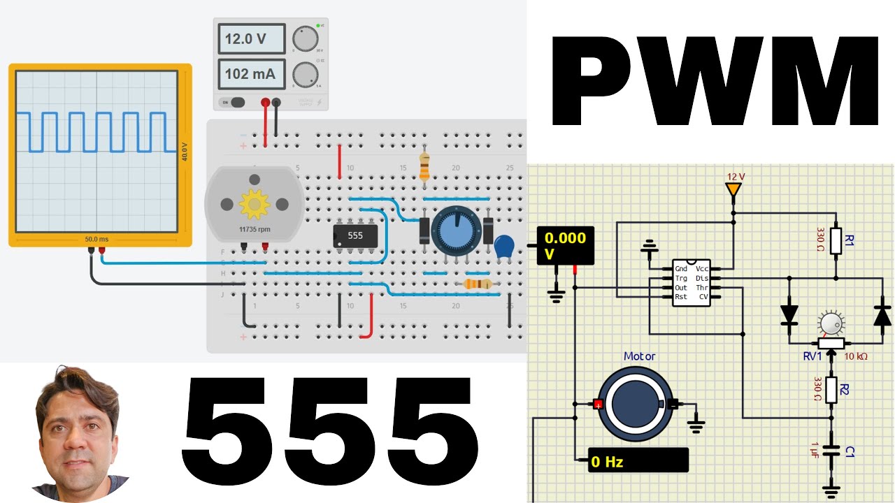 Gerador de PWM com 555 - Simulação Tinkercad e SimulIDE