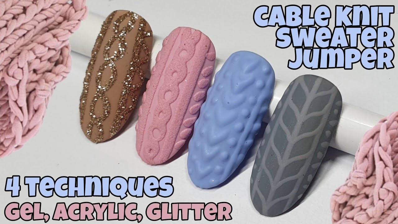 🧶 SWEATER JUMPER CABLE KNIT | Nail art design | Gel | Acrylic | Glitter | How to/tutorial