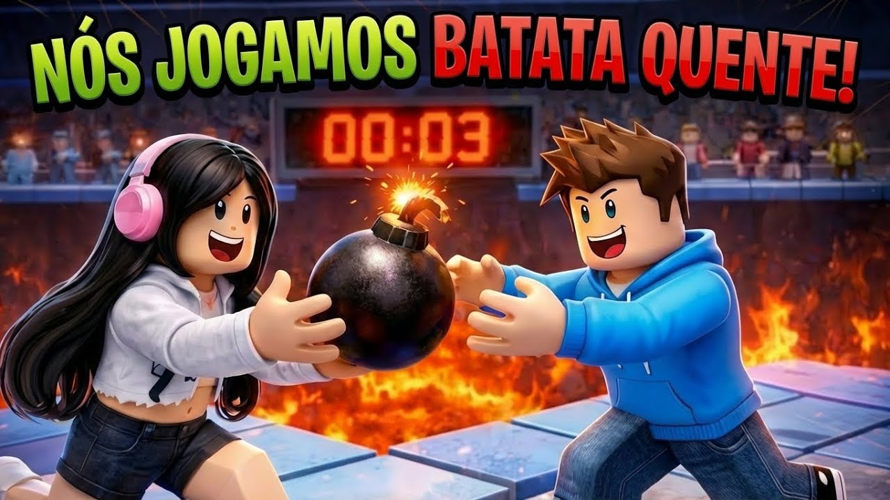 JOGAMOS O JOGO BATATA QUENTE NO ROBLOX. Será que conseguimos chegar no final?