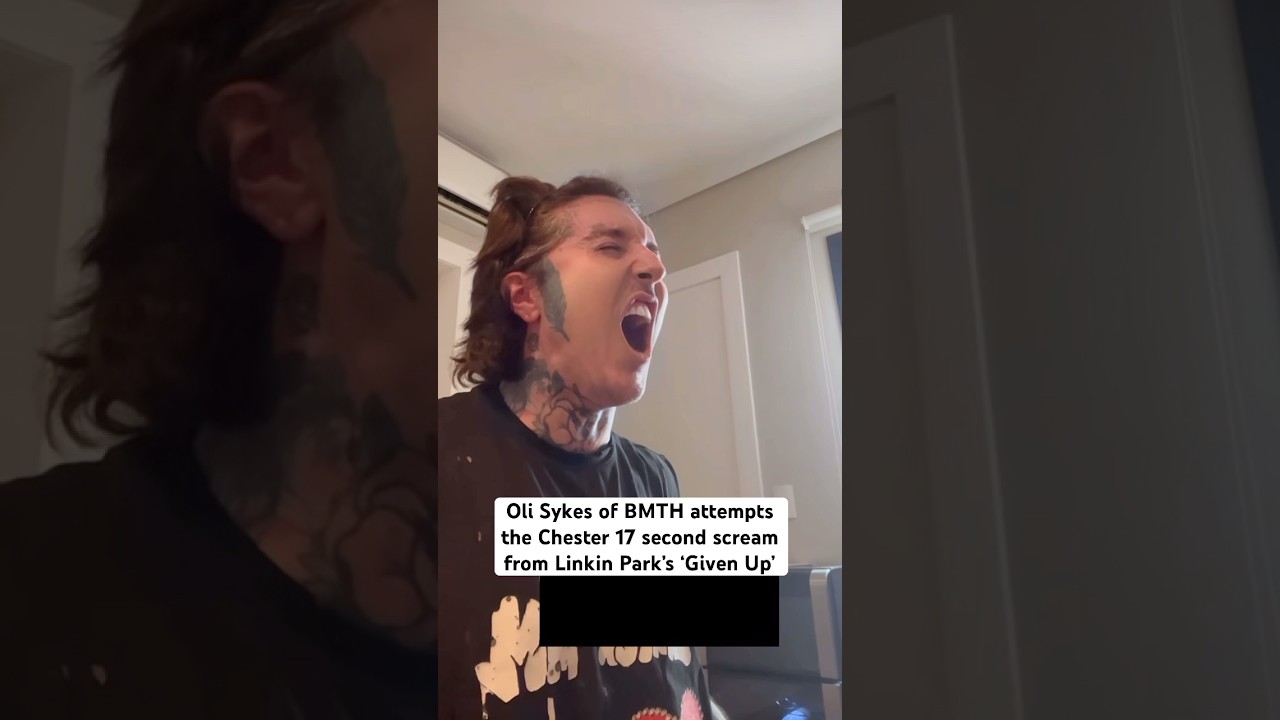 Oli Sykes attempts Chester&rsquo;s 17 second scream&hellip; #bringmethehorizon #bmth #linkinpark #metal