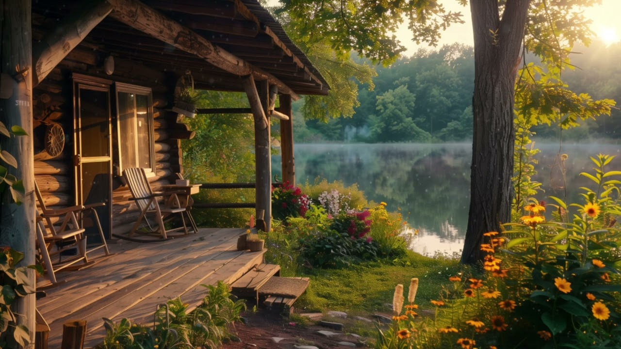 Lakeshore Porch Ambience 🌳ㅣBirds Chirping & Lakeshore Sounds for Relaxationㅣ🌳 Terrasse Ambience