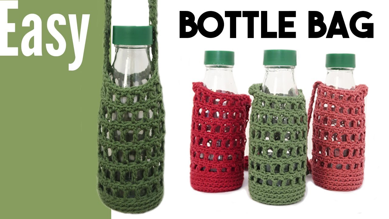 How To Crochet Bottle Bag [ EASY Crochet Water Bottle Holder for Beginners ]