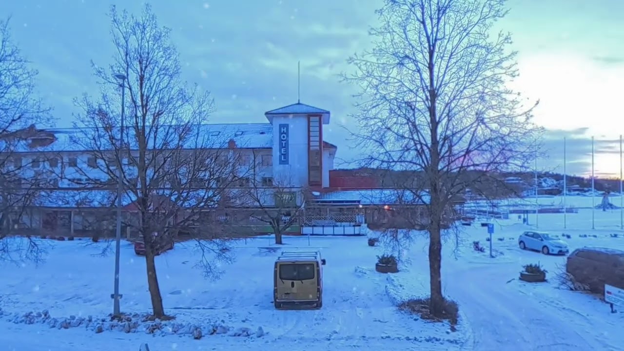 Artificial snow at sunrise