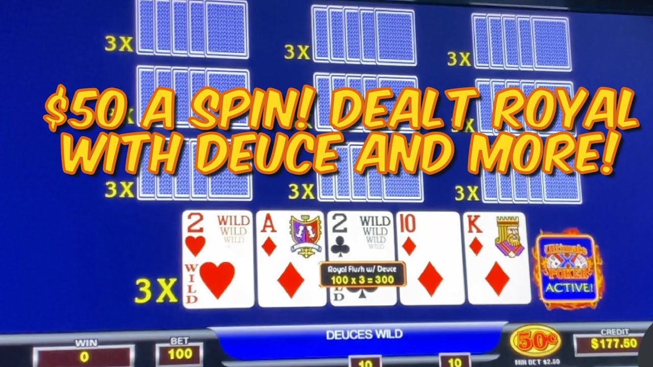 $50 A SPIN Ultimate X Video Poker | Two Handpays, Dealt Royal Flush with Deuce and More! 