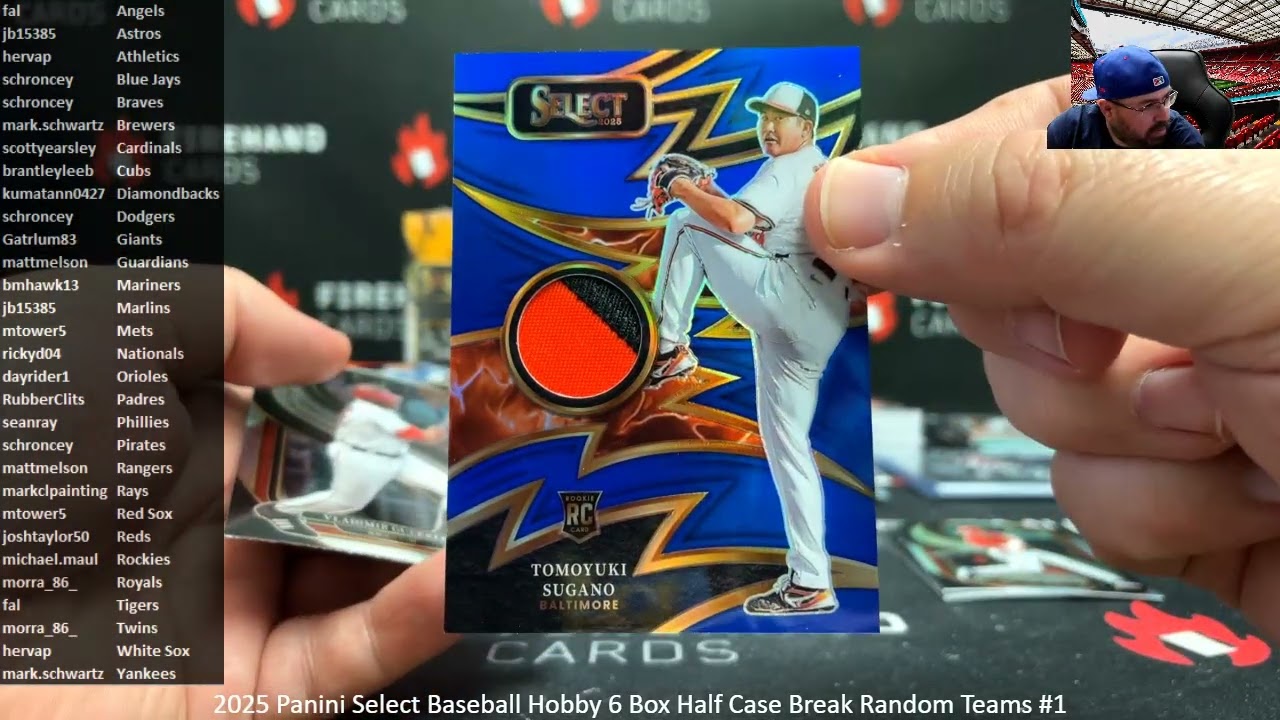 1/24/2026 2025 Panini Select Baseball Hobby 6 Box Half Case Break Random Teams #1