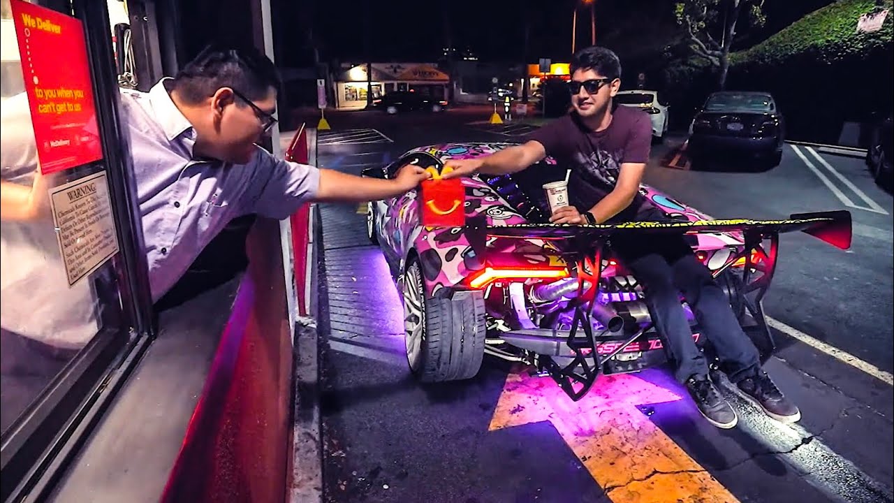 RIDING ON TOP OF LAMBORGHINI IN MCDONALDS DRIVE THRU!  *Lost Footage Episode*