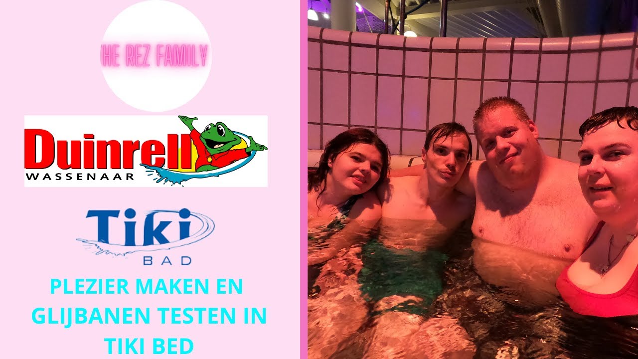 plezier maken en glijbanen testen in tiki bad