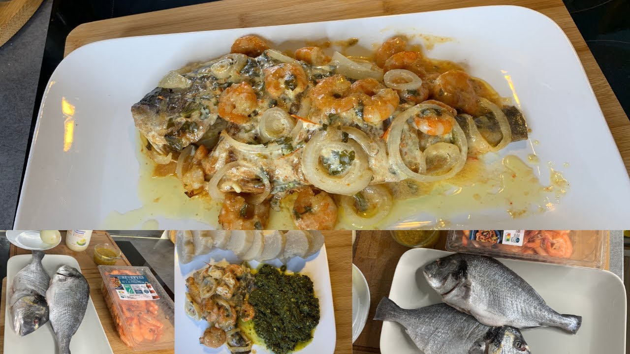 POISSON aux crevettes,et à la sauce mayonnaise,2 modes de cuisson:FRITURE et à la VAPEUR