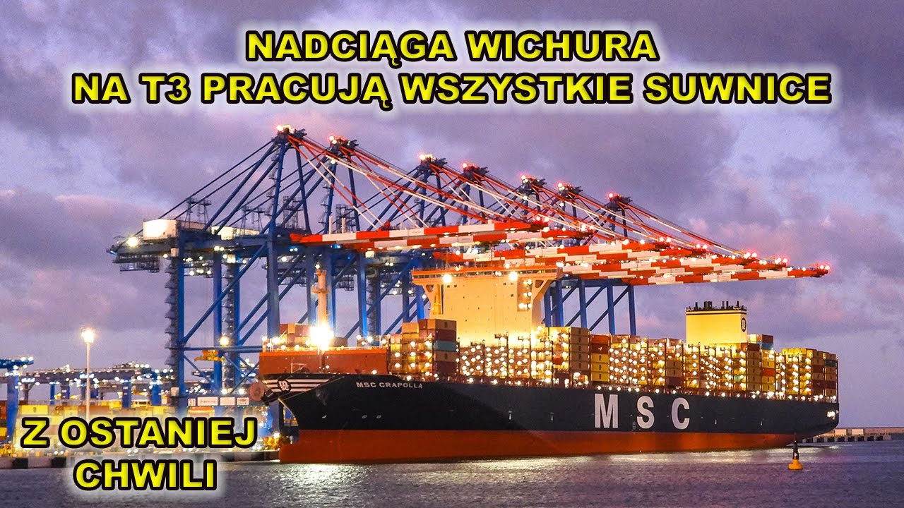 Baltic Hub na T3 pracują wszystkie suwnice - chcą zdążyć z rozładunkiem przed wichurą!