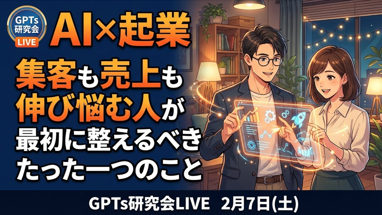 AI×起業 集客も売上も伸び悩む人が 最初に整えるべき たった一つのこと GPTs研究会LIVE 2月7日（土） 多田 啓二　相田ゆき