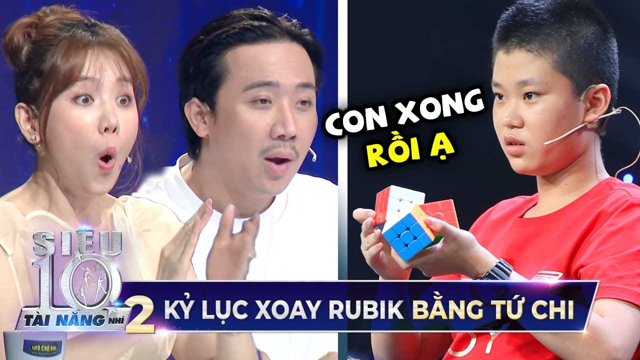 Cậu b&eacute; chơi Rubik 'BẰNG 2 TAY 2 CH&Acirc;N' su&yacute;t 'PH&Aacute; KỶ LỤC' Guiness thế giới khiến Trấn Th&agrave;nh kinh ngạc