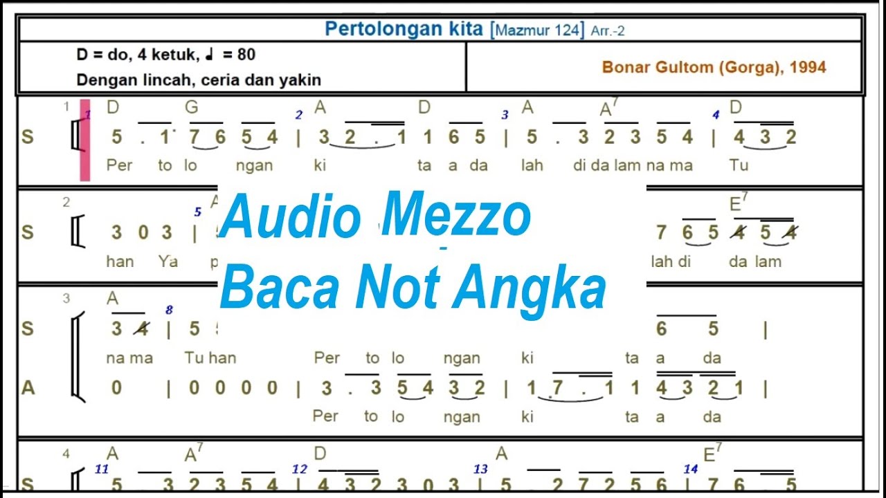 Pertolongan Kita (Mazmur 124) || Cipt. Bonar Gultom || Audio Mezzo || Untuk latihan Koor