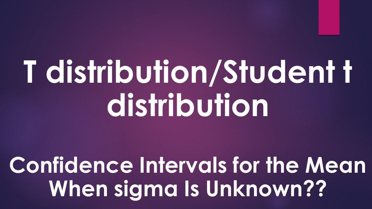 Confidence Intervals for the Mean When sigma Is Unknown:t distribution/Student t distribution: Hindi