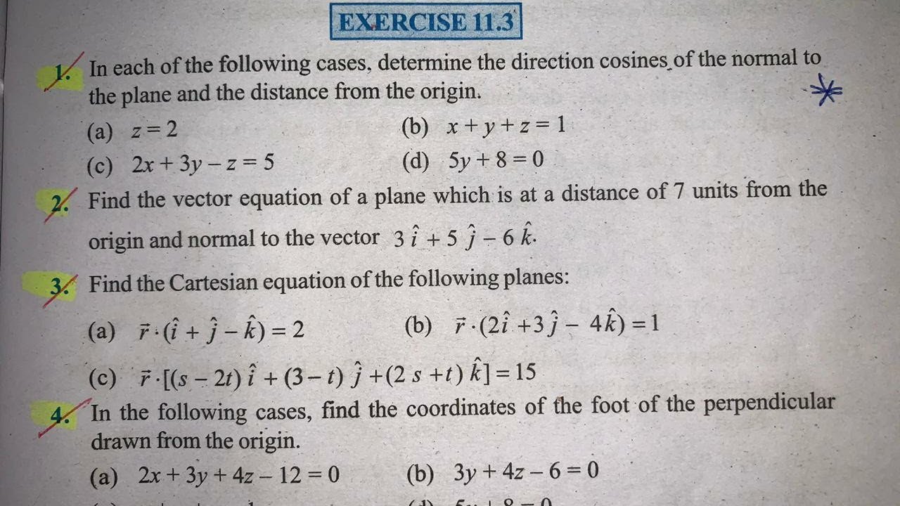 EX 11.3  Q1 TO Q4 SOLUTIONS OF THREE DIMENSIONAL GEOMETRY NCERT CHAPTER 11 CLASS 12th(PART1)