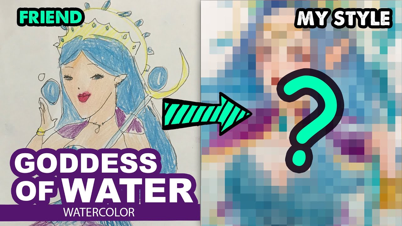 Drawing Goddess Of Water from My Friend's Painting | Huta Chan | Semi Realistic Style